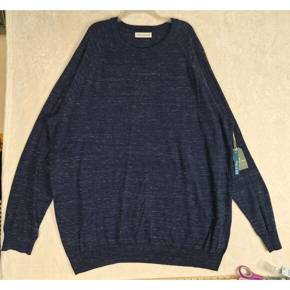 Mutual Weave Mens 4XLT Knit Crew Neck Pullover Sweater NWT Navy Blue Lightweight - Picture 1 of 10